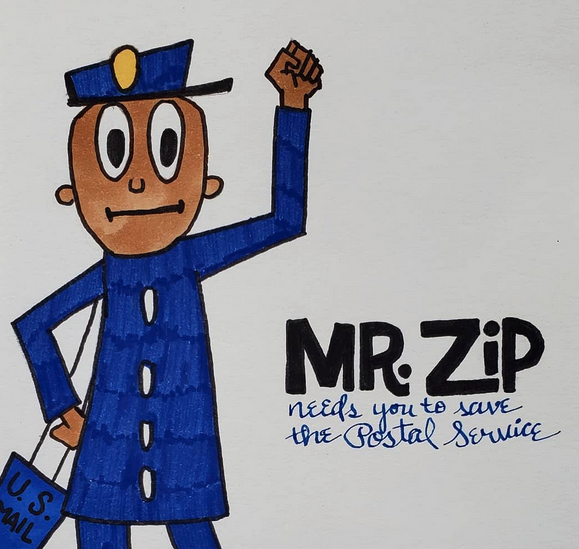 Mr. Zip beseeching you to save the U.S. Postal Service (and listen to songs about the mail while doing so)